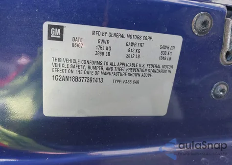 2007 Pontiac G5 Gt from USA, damaged, VIN 1G2AN18B577391413